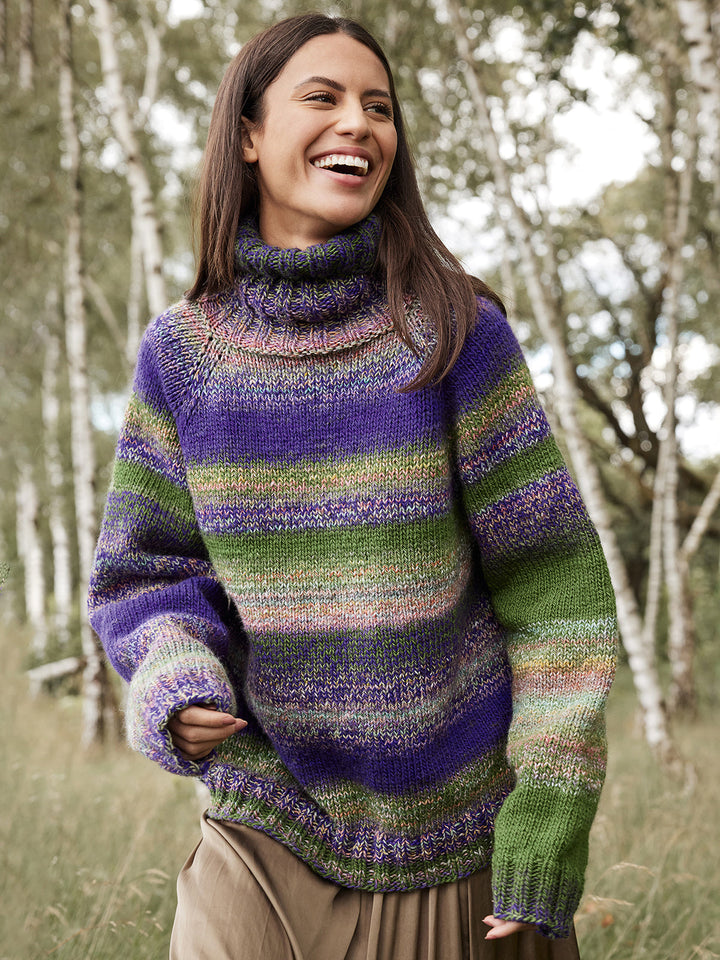 Strickpaket Gomitolo Rollkragenpullover - top-down