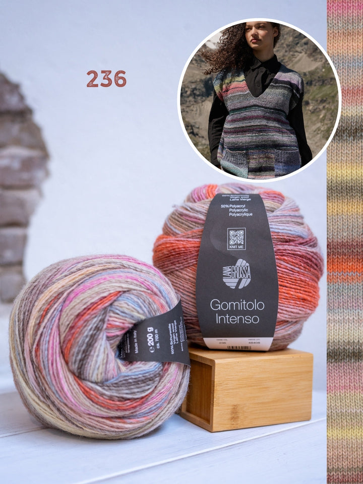 Strickpaket Gomitolo Intenso Top-down V-Ausschnitt-Pullunder