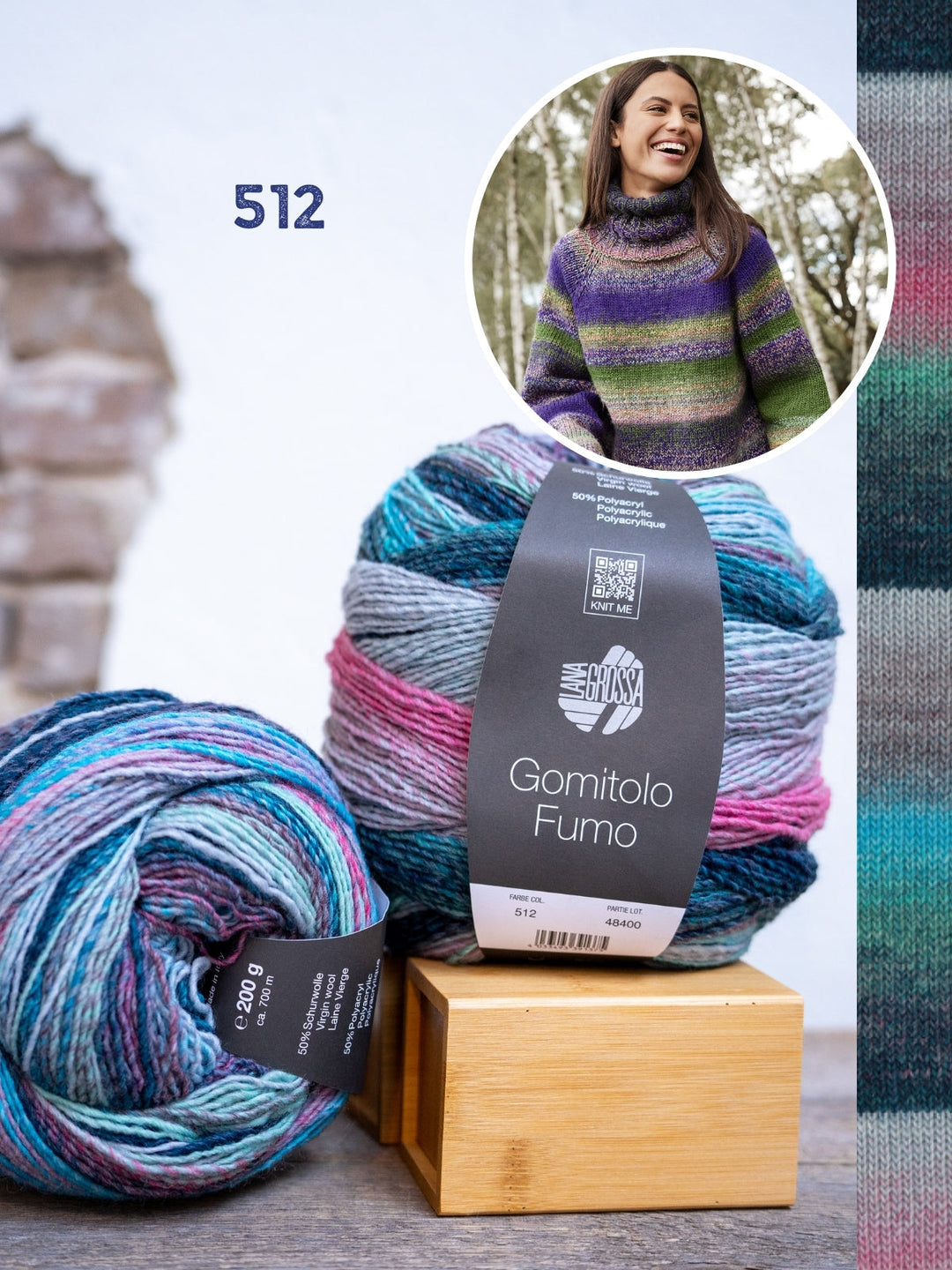 Strickpaket Gomitolo Rollkragenpullover - top-down