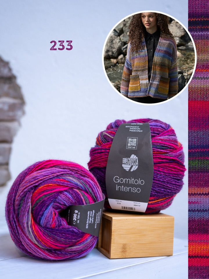 Strickpaket Gomitolo Intenso Jacke im Strukturmuster