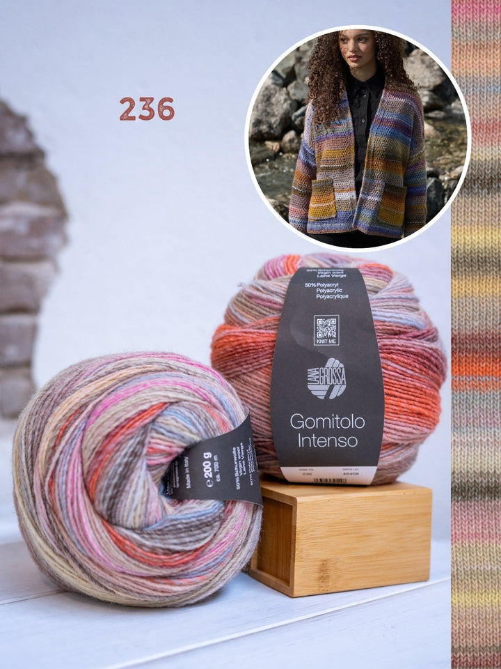 Strickpaket Gomitolo Intenso Jacke im Strukturmuster