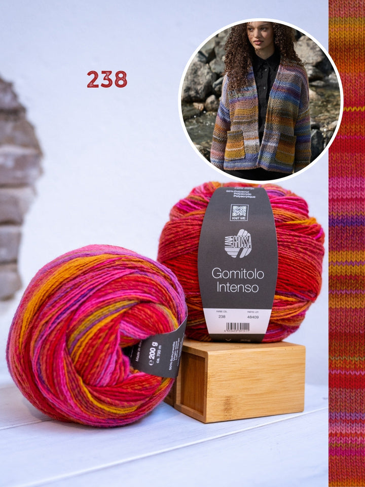 Strickpaket Gomitolo Intenso Jacke im Strukturmuster