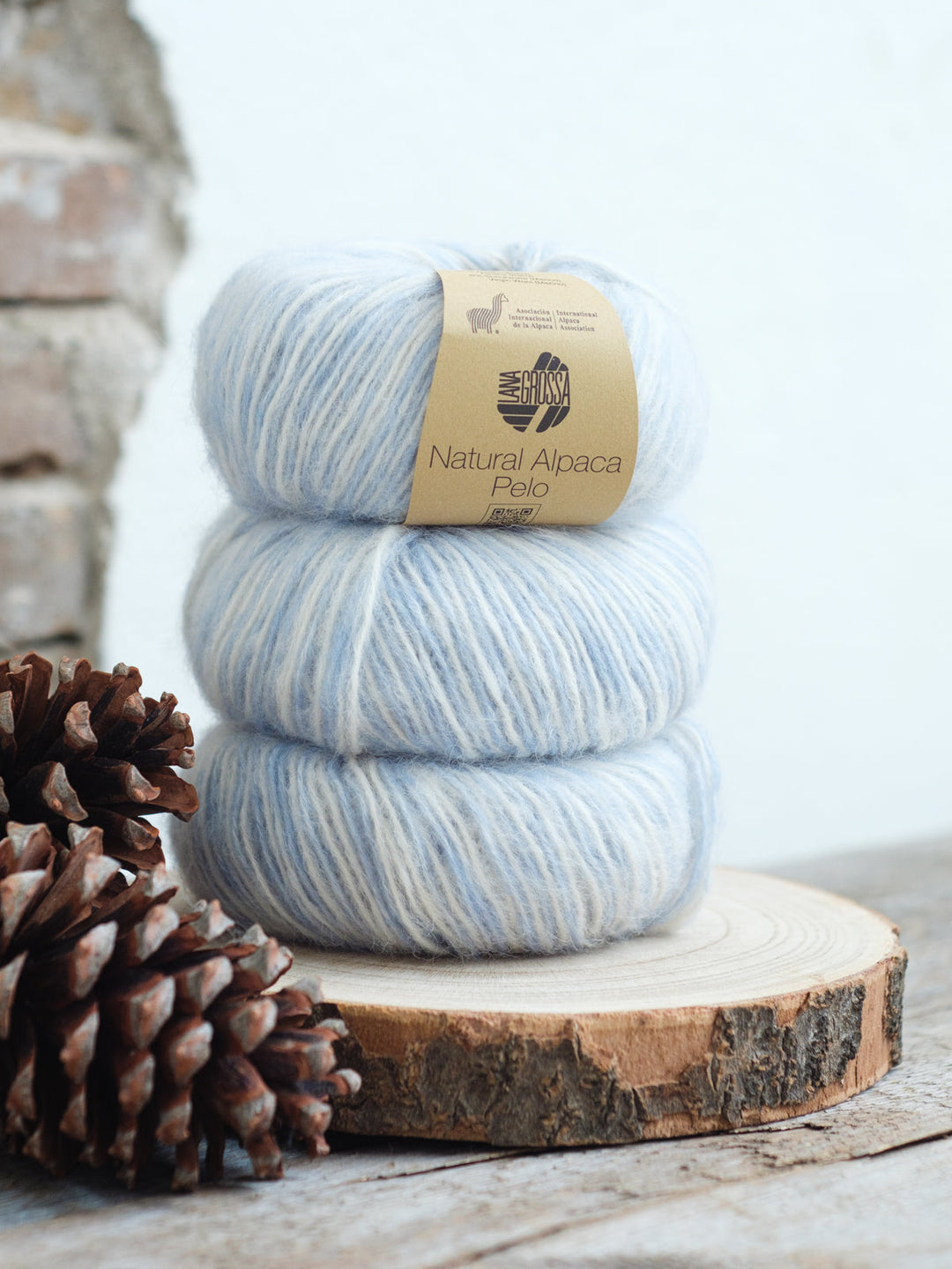 Natural Alpaca Pelo Color 203 Rohweiß / Hellblau