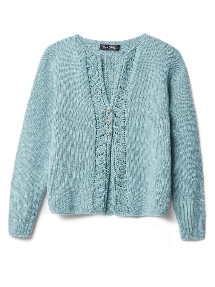 Strickpaket Ecopuno Jacke im Blättermuster