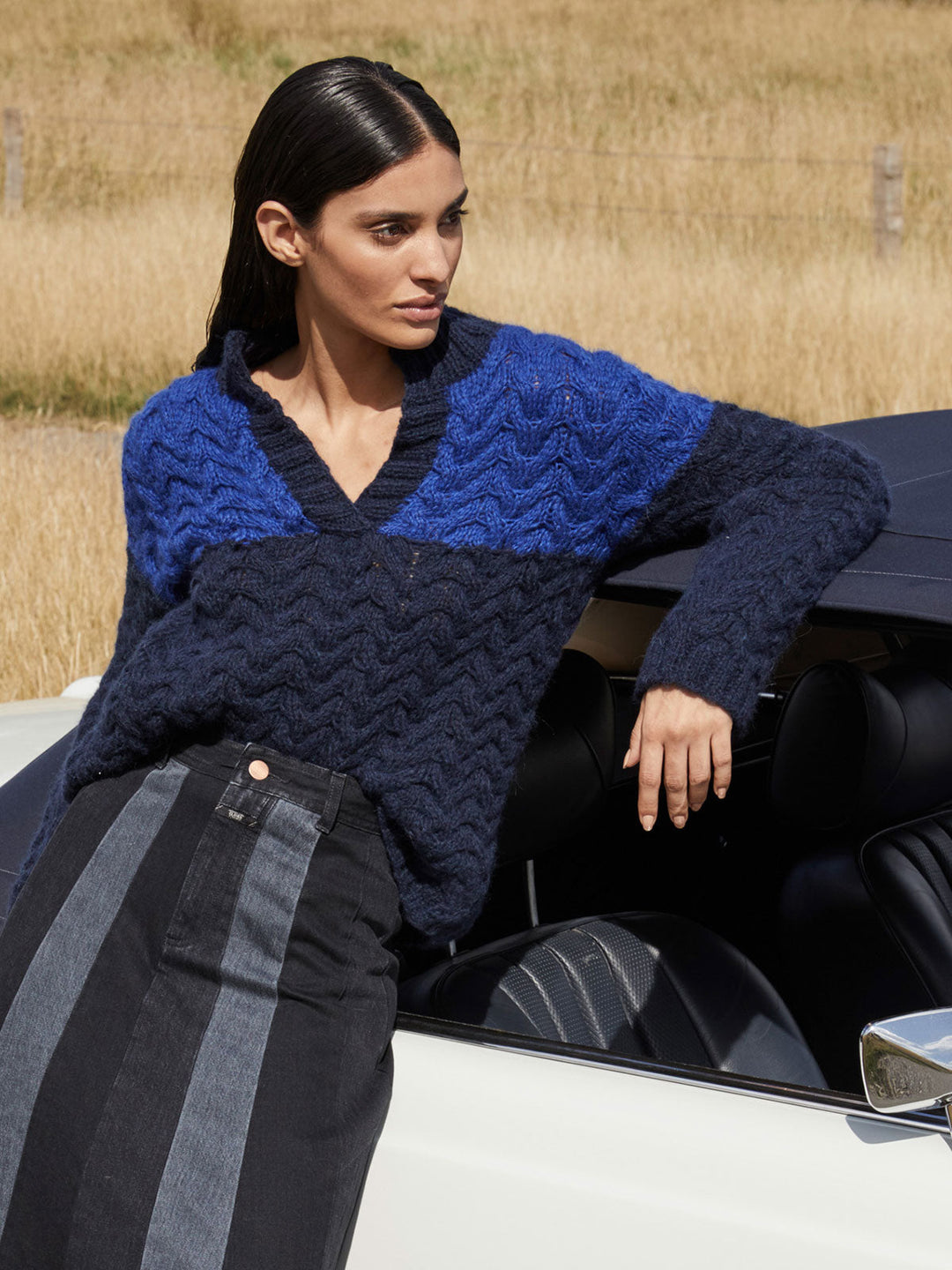 Strickpaket Brigitte No. 2 zweifarbiger Pullover