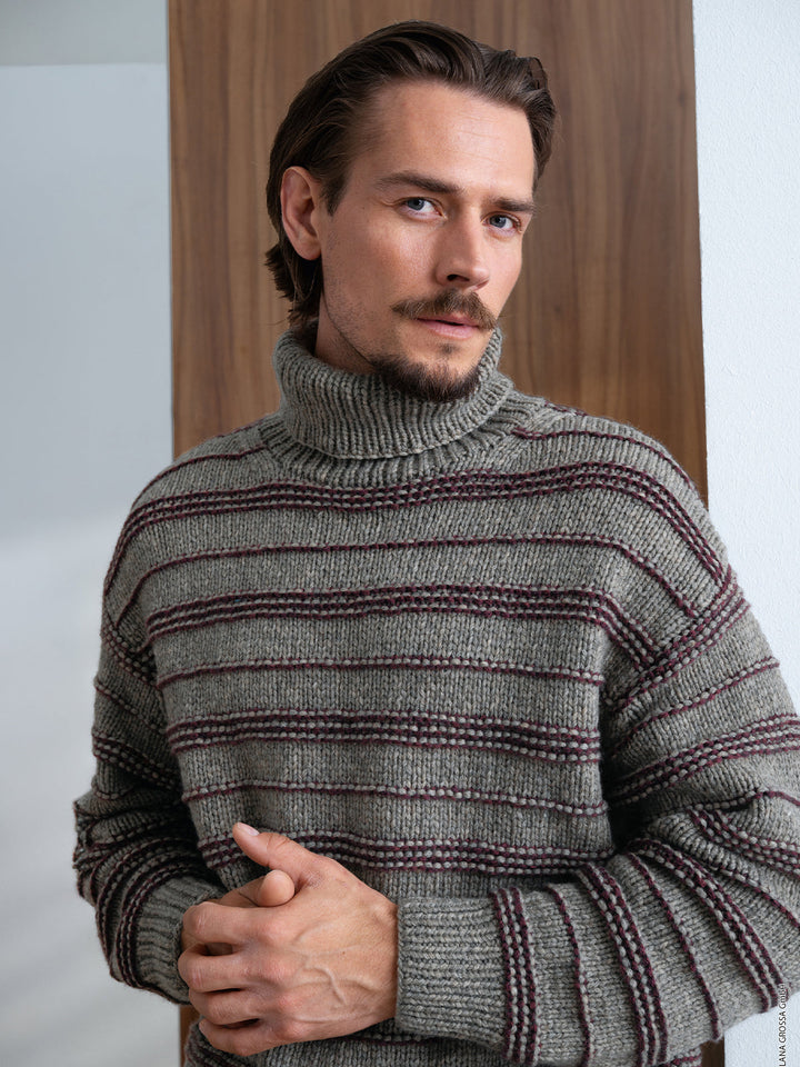 Strickpaket Alta Moda Cashmere 16 Streifenpullover für Herren