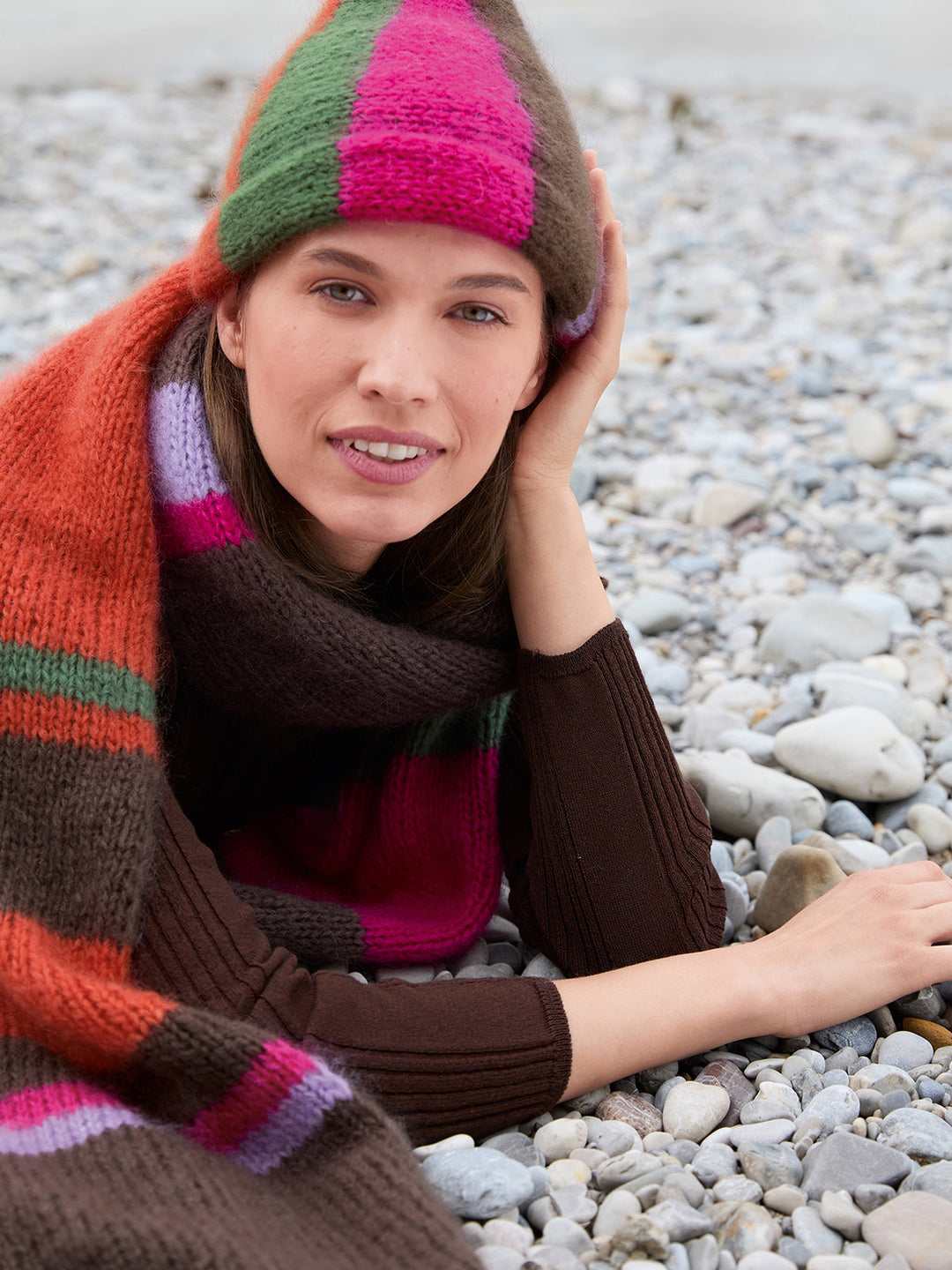 Strickpaket Mohair Di Gio Glamour Colorblock Schal