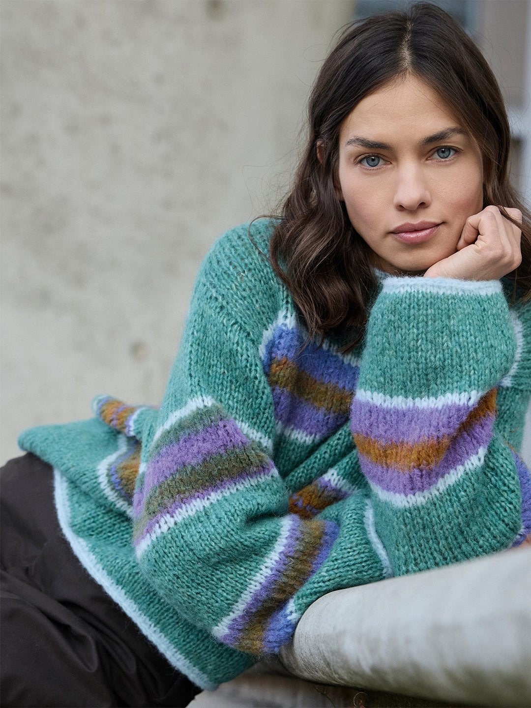 Strickpaket Gigante Alpaca Air II Top-down Streifenpullover