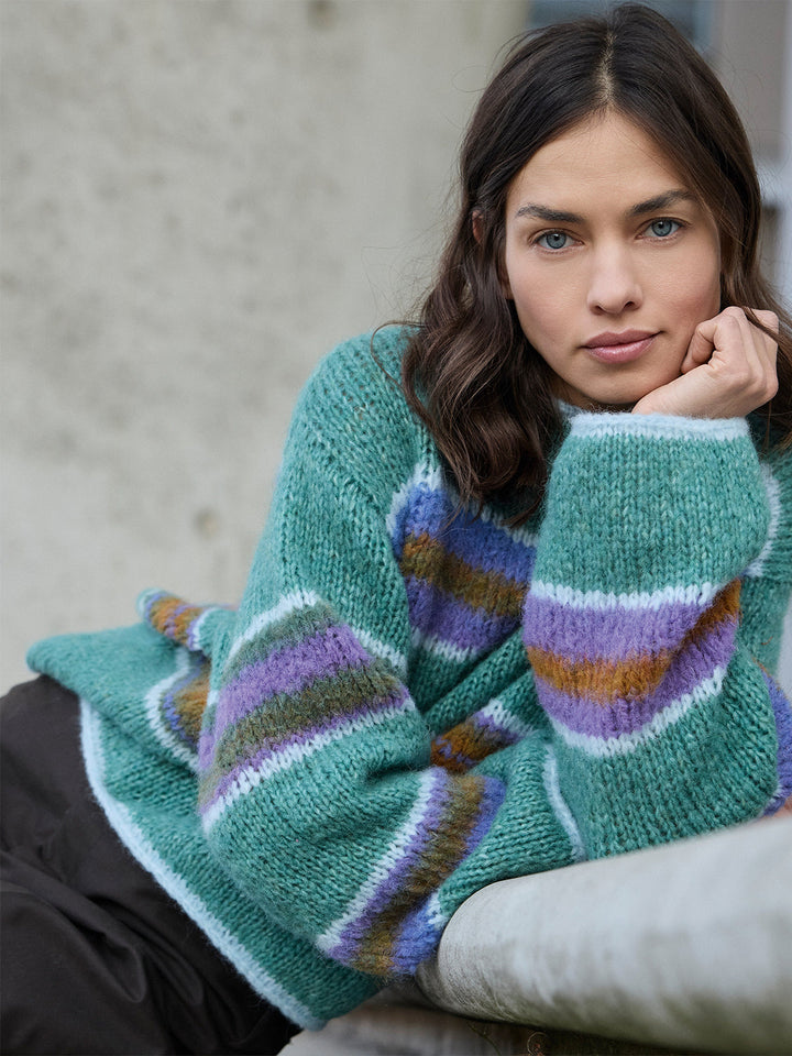 Strickpaket Gigante Alpaca Air II Top-down Streifenpullover