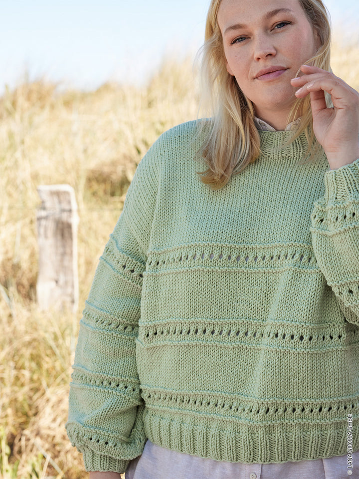 Strickpaket Cool Wool Superbig Pullover mit Strukturstreifen