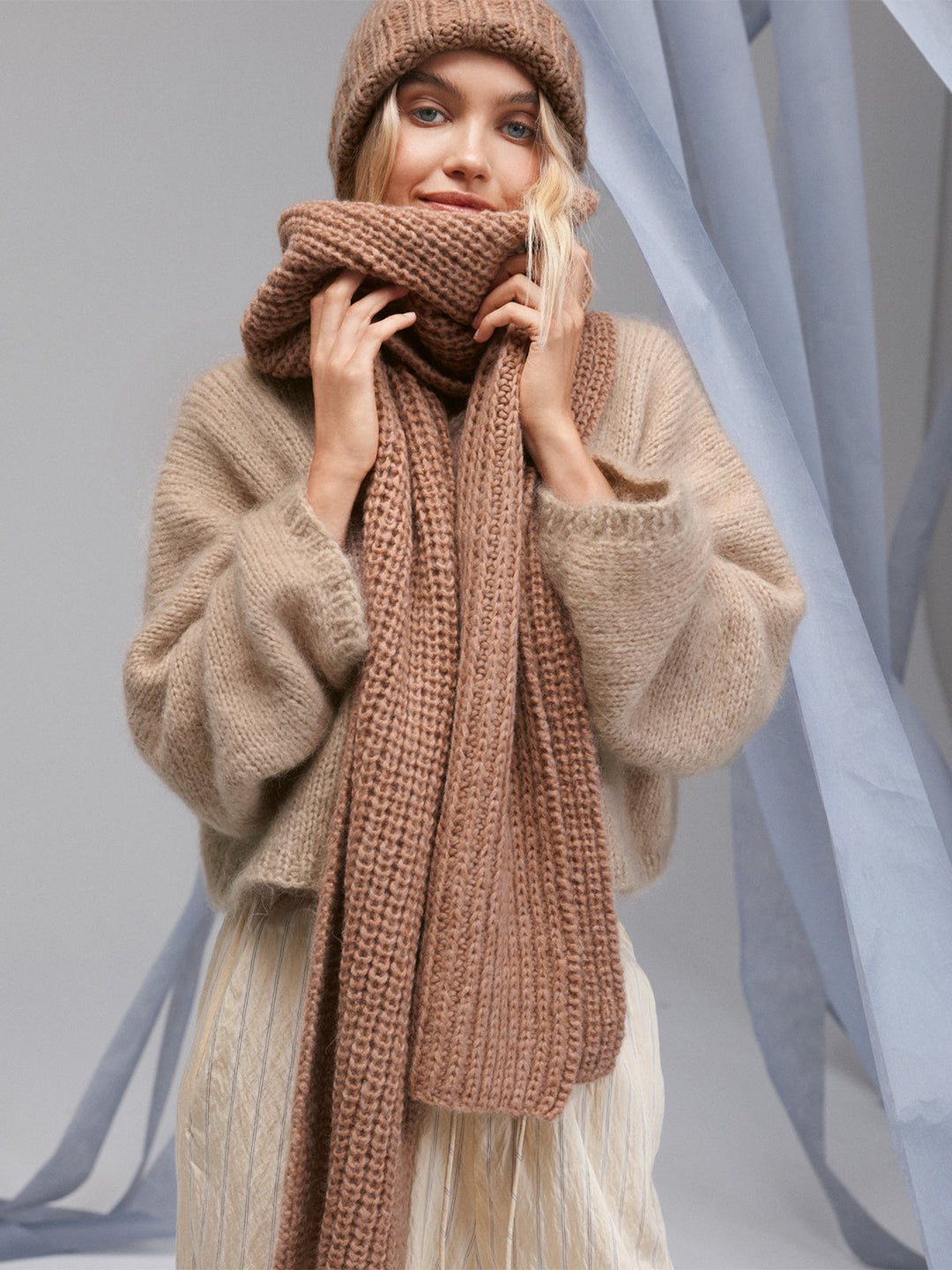 Strickpaket Brigitte No. 2 Schal im Halbpatent