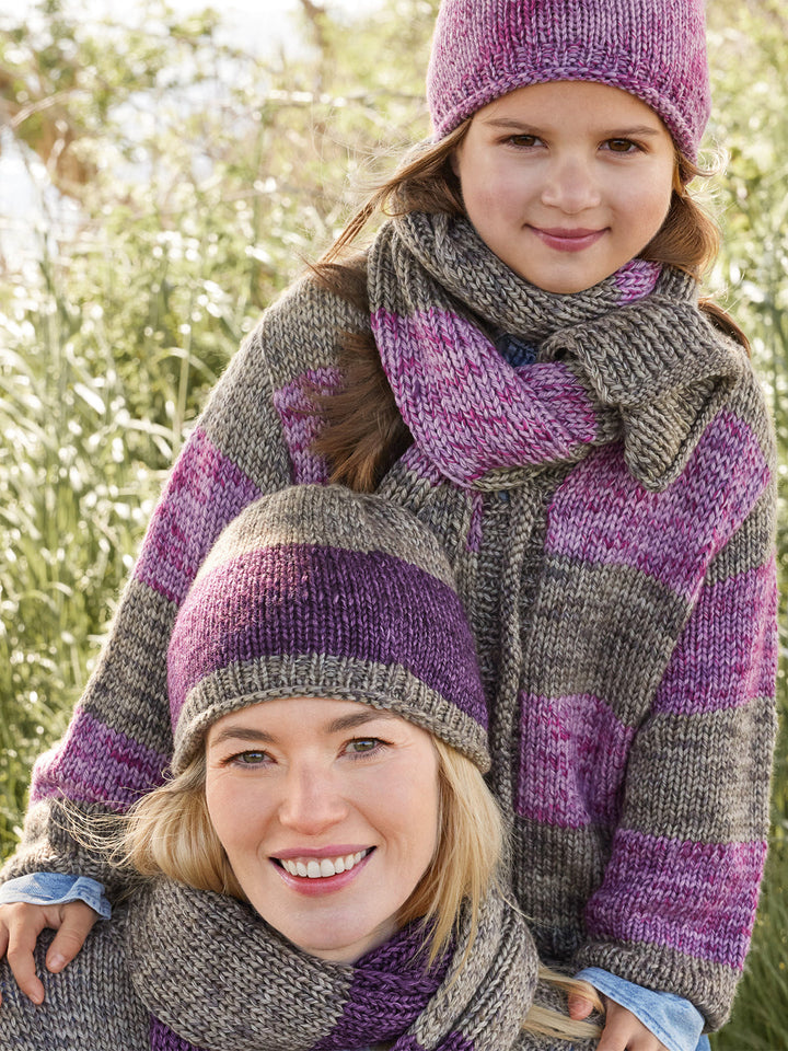 Strickpaket Vintage Chunky Top-down Streifenweste – Kids