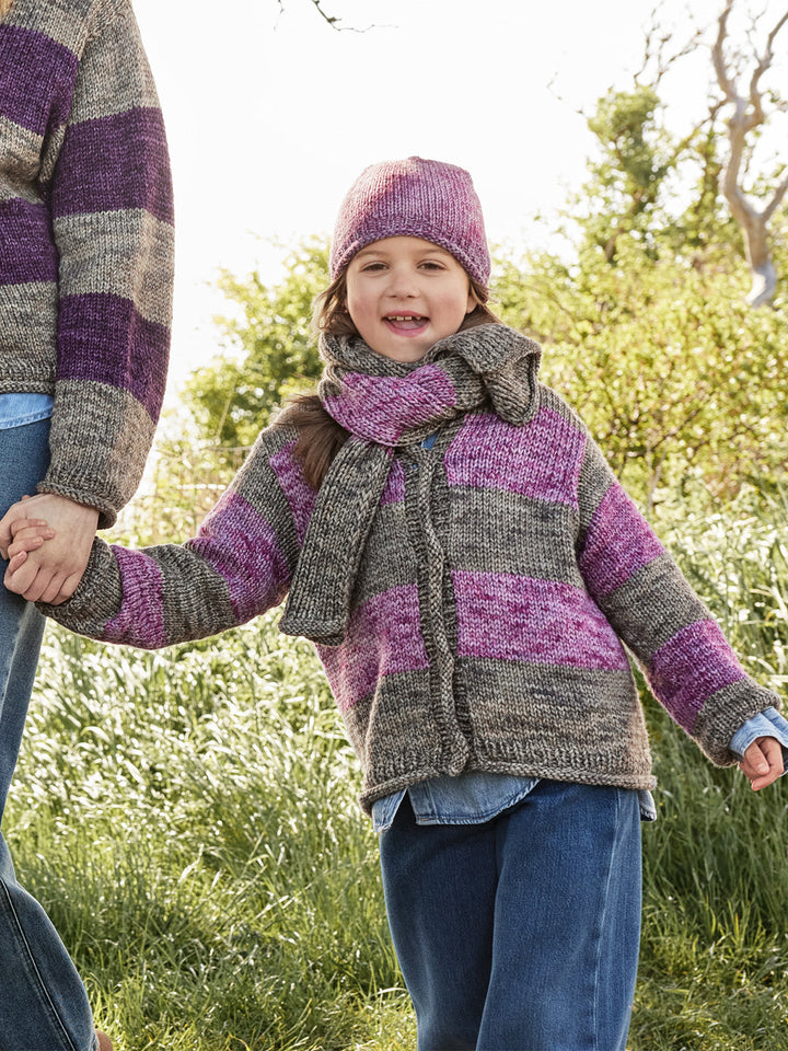Strickpaket Vintage Chunky Top-down Streifenweste – Kids