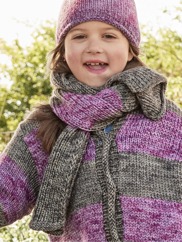 Strickpaket Vintage Chunky Streifenschal – Kids