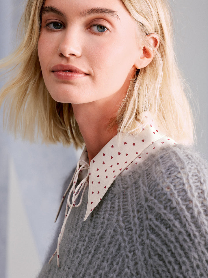 Strickpaket Mohair di Gio Cosmo Top-down-Pullover im Halbpatent