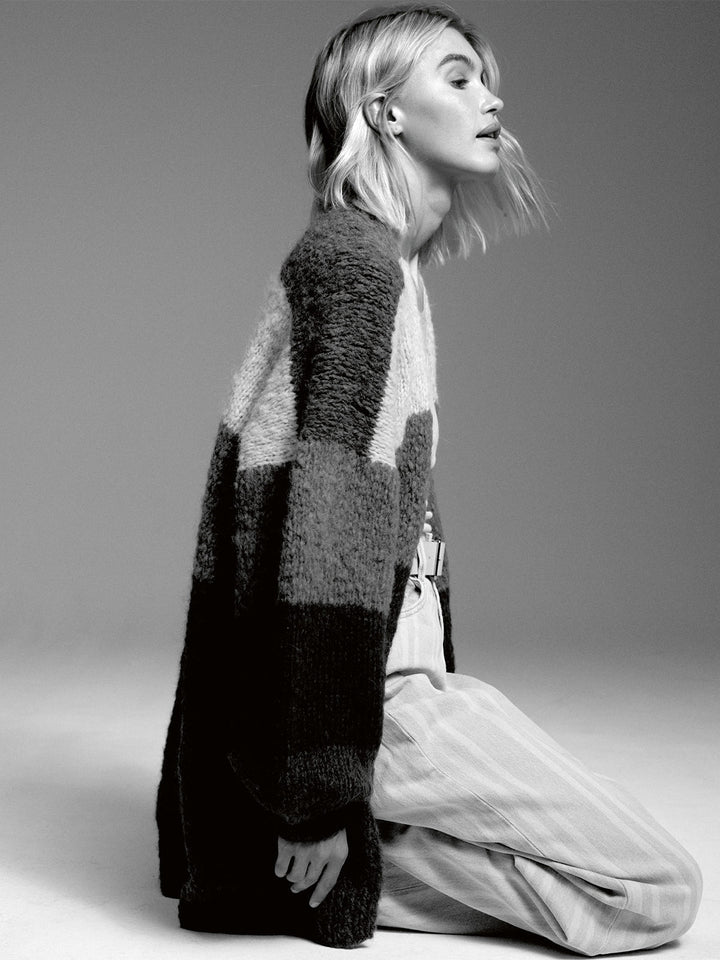 Strickpaket Baby Furry Jacke mit Blockstreifen