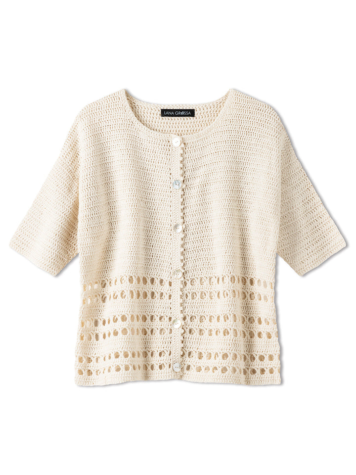Häkelpaket Summer Cashmere Cardigan mit Ajourmuster