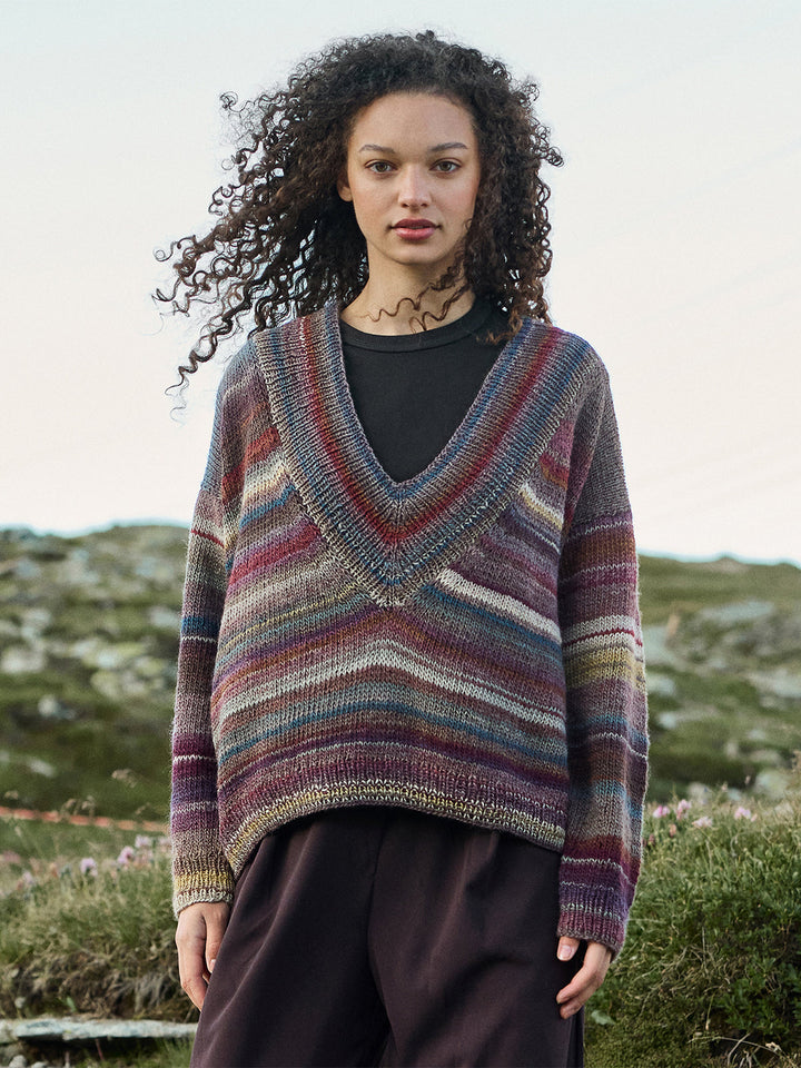 Strickpaket Gomitolo Intenso Top-down V-Ausschnitt-Pullover