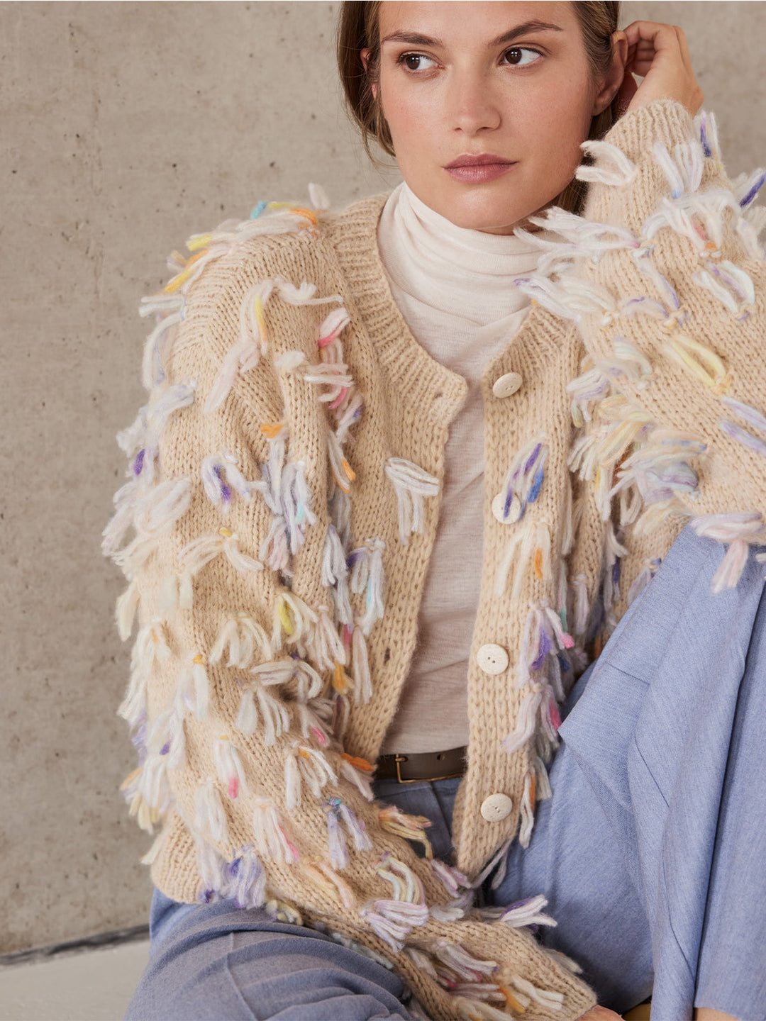 Strickpaket Brigitte No. 2 Cassata Jacke mit Fransen
