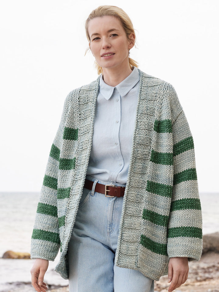 Strickpaket Vintage Superchunky Top-down Streifenjacke
