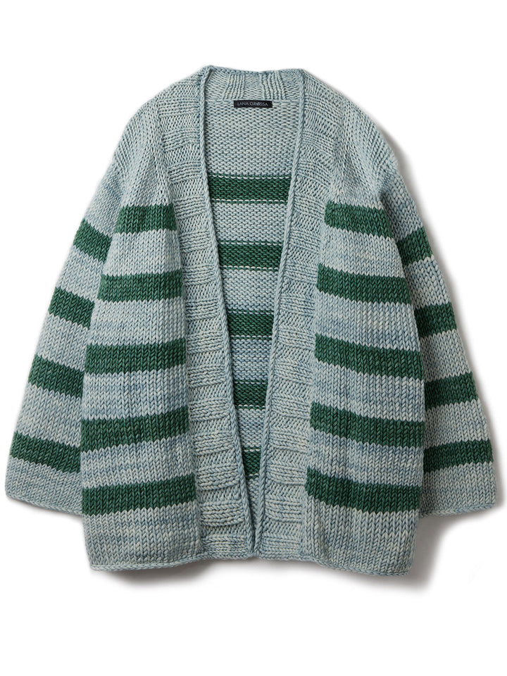 Strickpaket Vintage Superchunky Top-down Streifenjacke