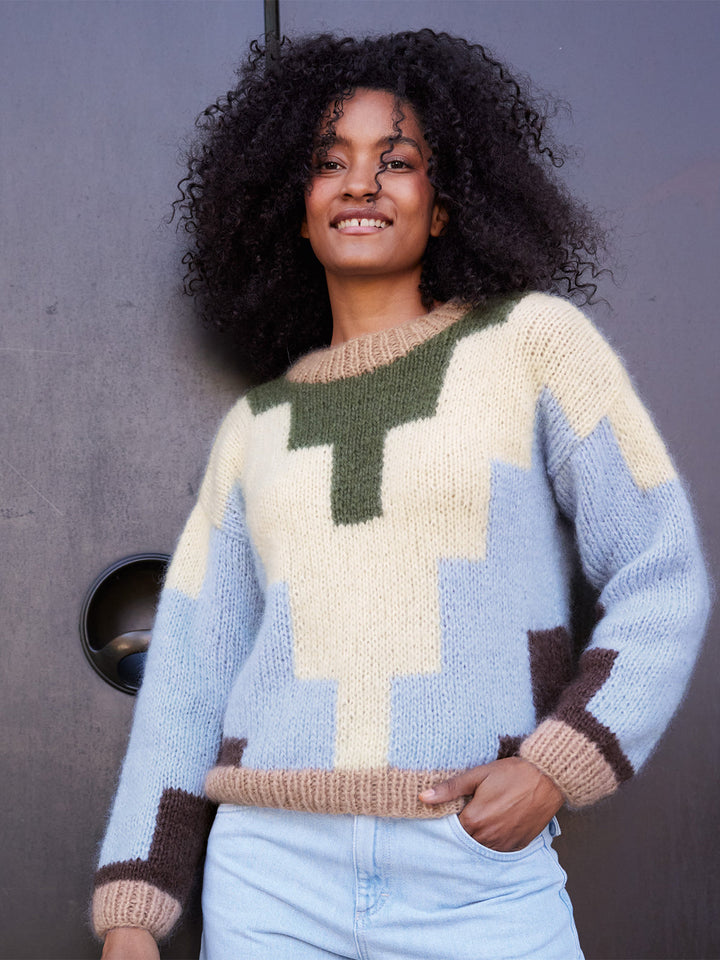Strickpaket Mohair Di Gio Pullover im geometrischen Design