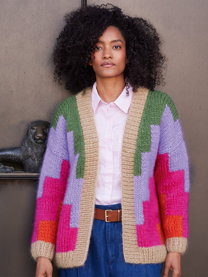 Strickpaket Mohair Di Gio Jacke im geometrischen Design