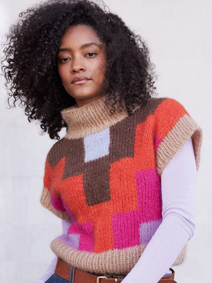 Strickpaket Mohair Di Gio Pullunder im geometrischen Design