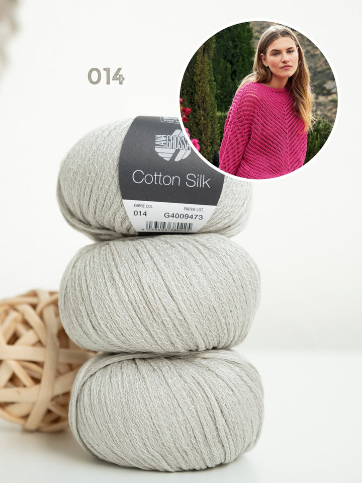 Strickpaket Cotton Silk Pullover mit Fischgrätmuster