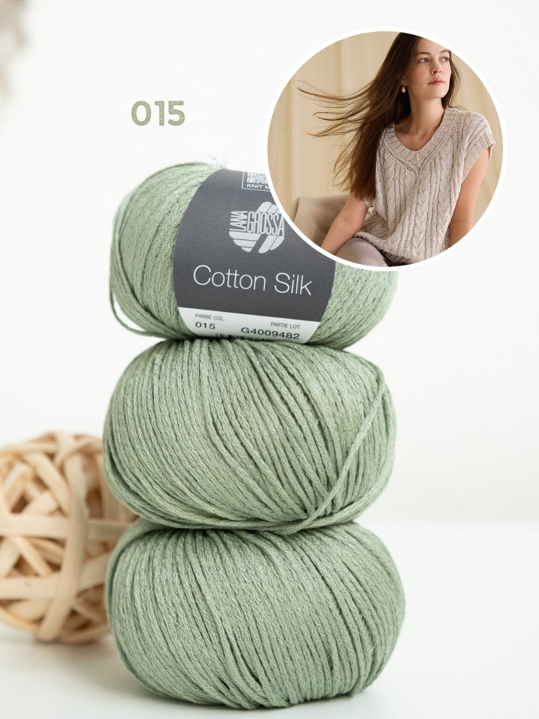 Strickpaket Cotton Silk Top mit Zöpfen