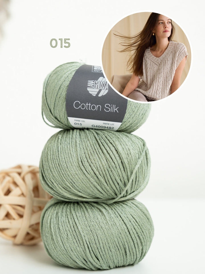 Strickpaket Cotton Silk Top mit Zöpfen