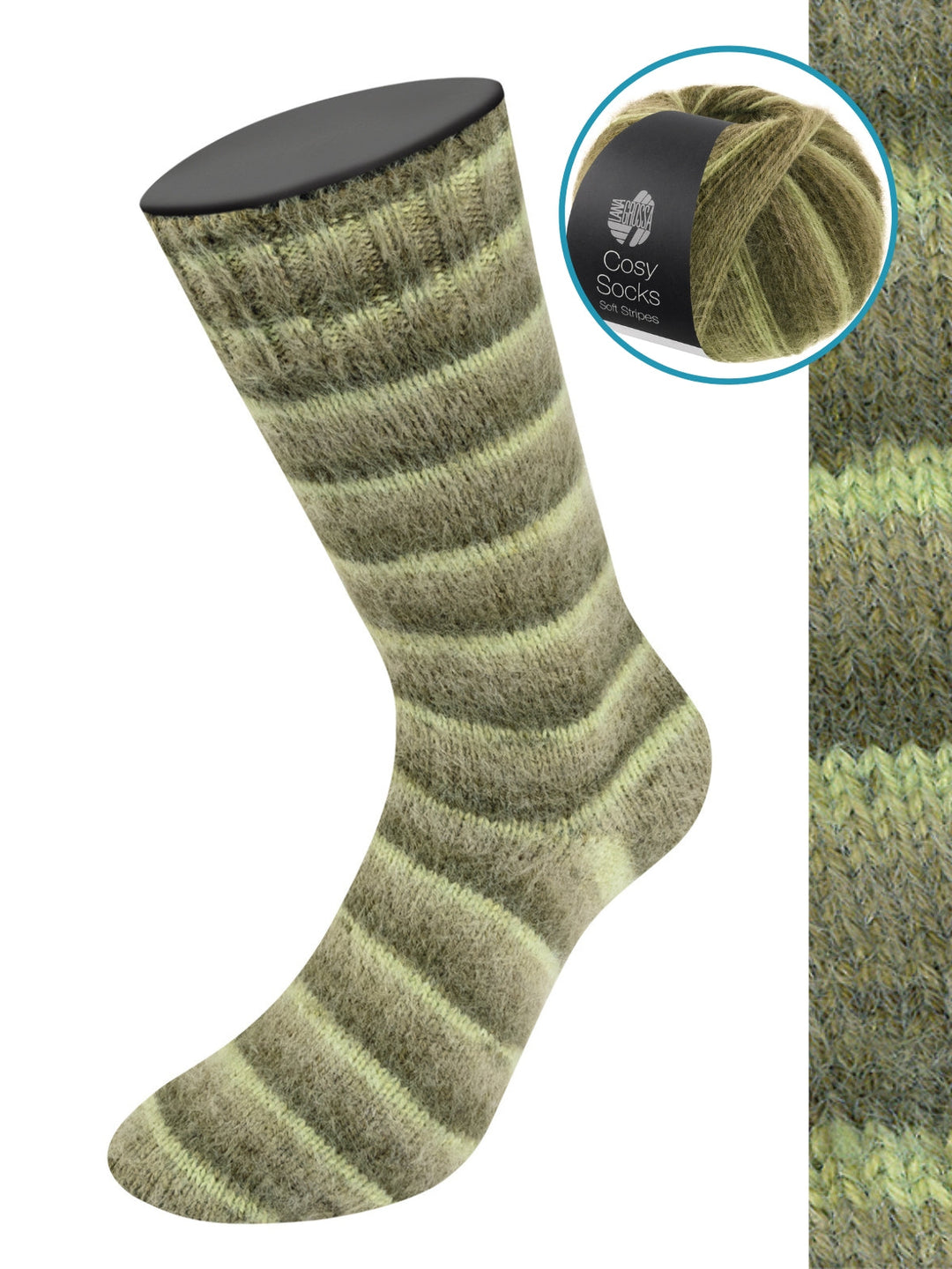 Cosy Socks Soft Stripes 107 Hell-/Reseda-/Grau-/Moosgrün