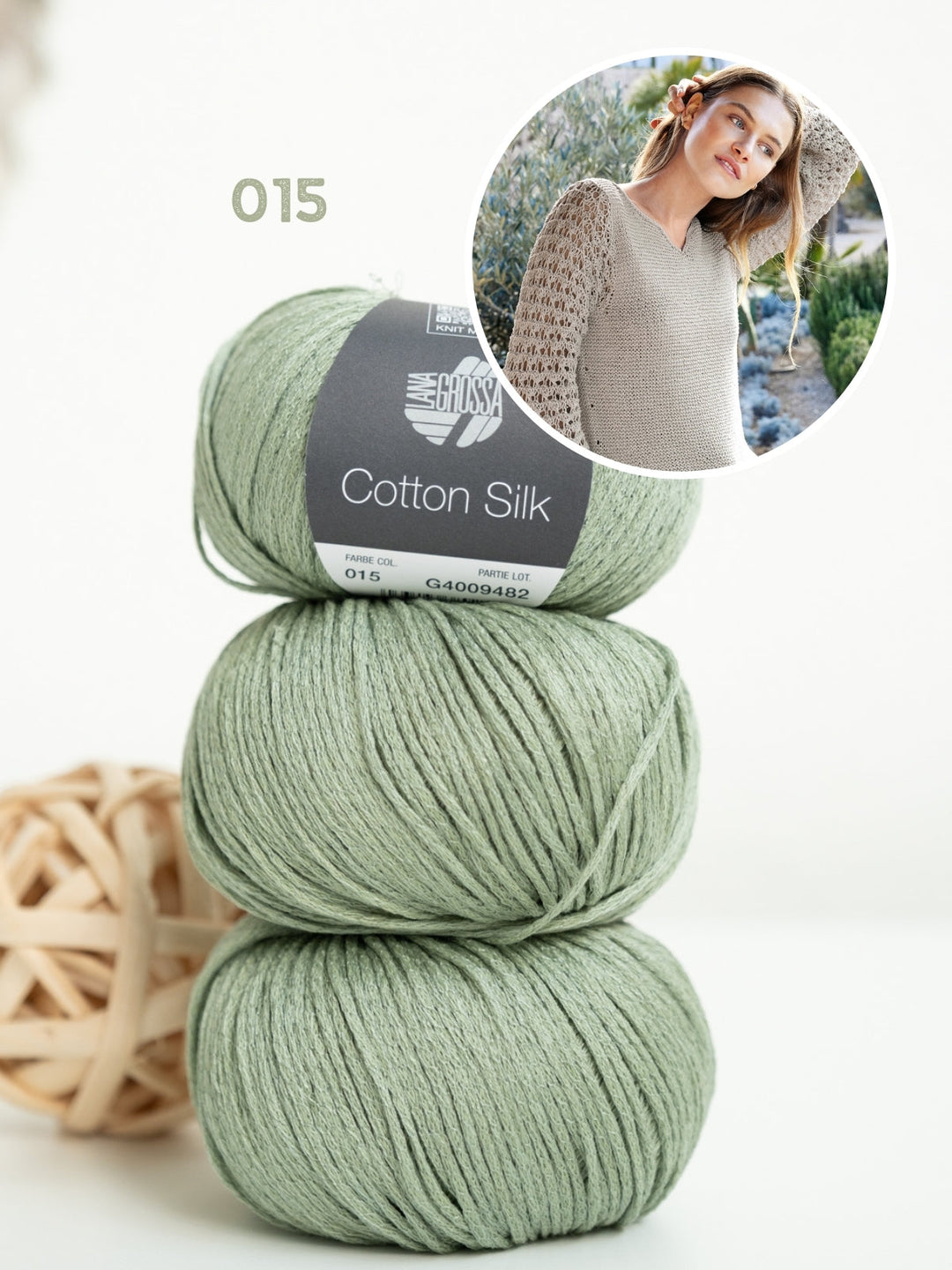 Strickpaket Cotton Silk Pullover mit Ajourärmeln