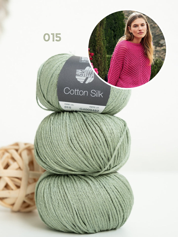 Strickpaket Cotton Silk Pullover mit Fischgrätmuster