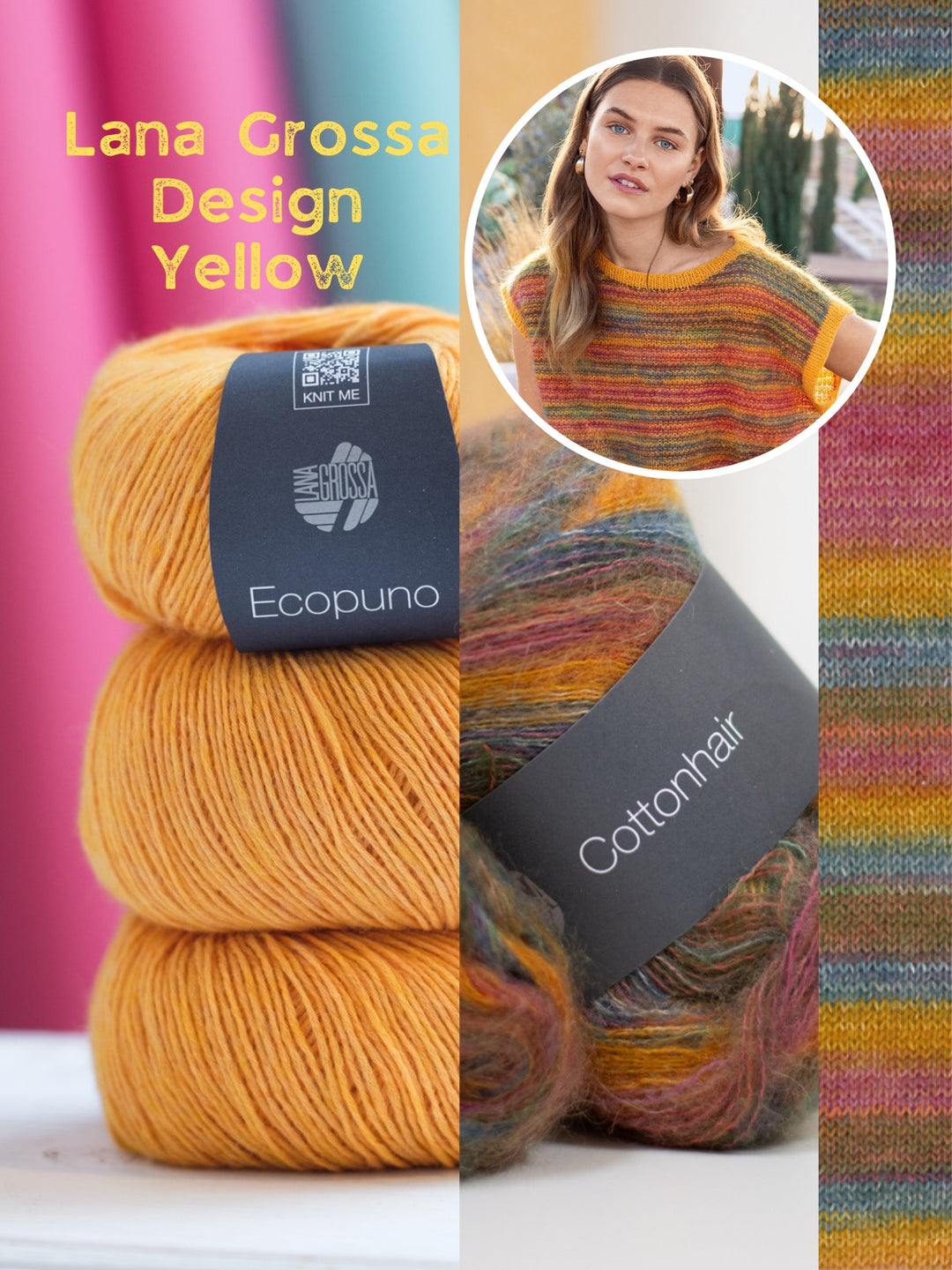 Strickpaket Ecopuno Cottonhair Top mit Hebemaschenmuster