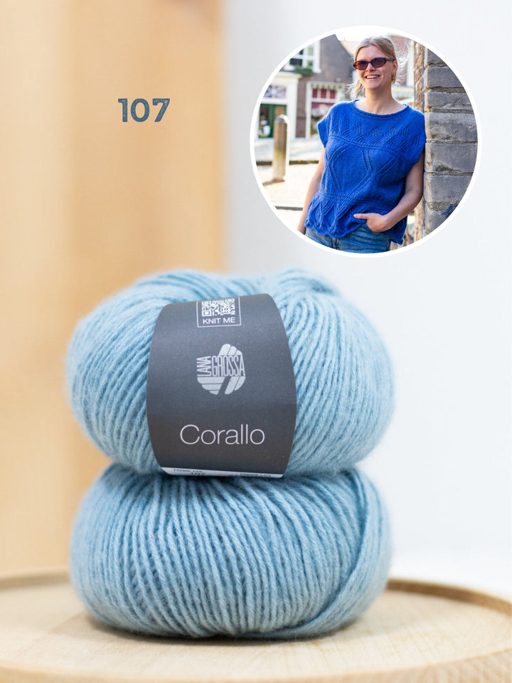 Strickpaket Meadow Ajour Top - Corallo Uni