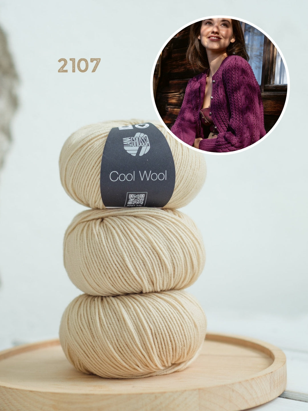 Strickpaket Cool Wool Jacke im Zopf-lochmuster