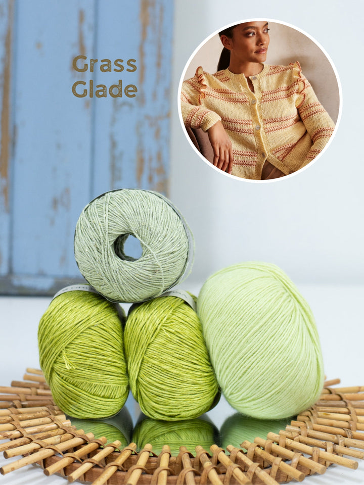 Strickpaket Tencellino Filo Paillettes Ecopuno Jacke mit Rüschen