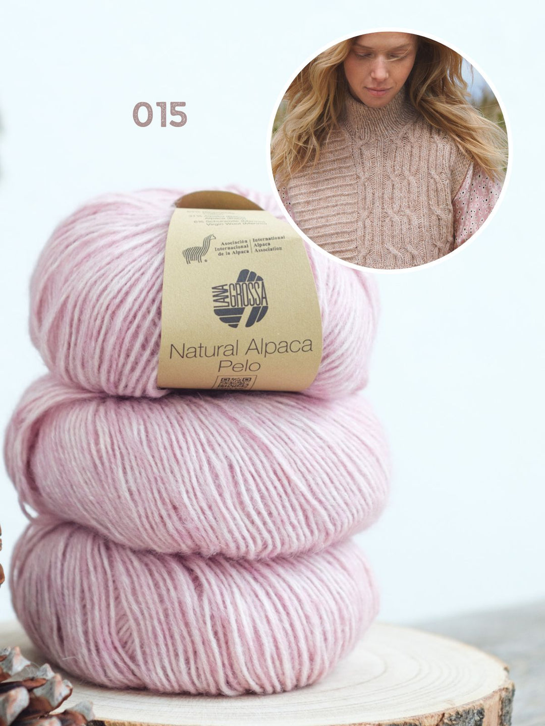 Strickpaket Natural Alpaca Pelo Zopfpullunder