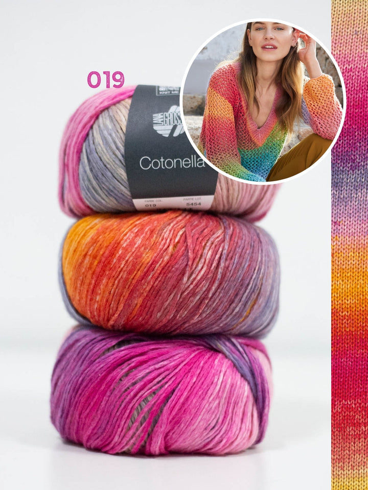 Strickpaket Cotonella Pullover mit Ajourmuster