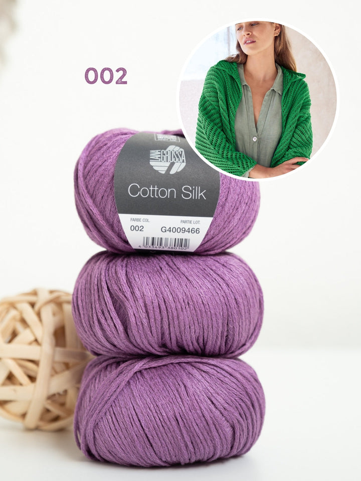 Strickpaket Cotton Silk Jacke mit Fischgrätmuster
