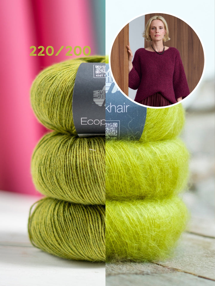 Strickpaket Ecopuno Silkhair Pullover im Patentmuster