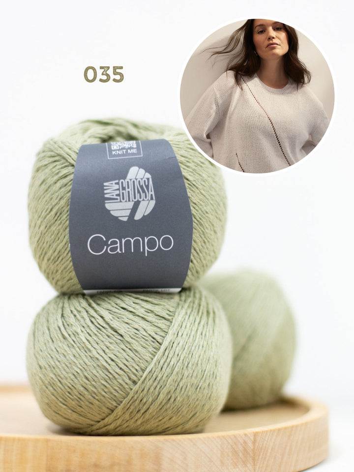 Strickpaket Campo Pullover mit Ajourstreifen