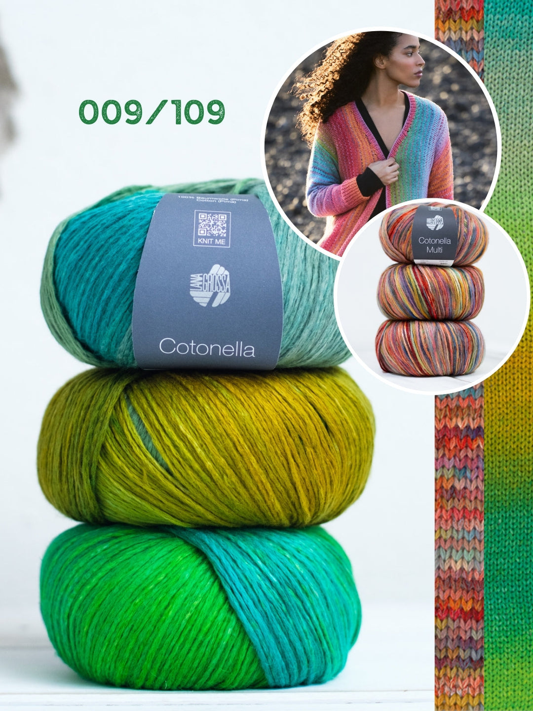 Strickpaket Cotonella & Cotonella Multi Jacke mit Karomuster