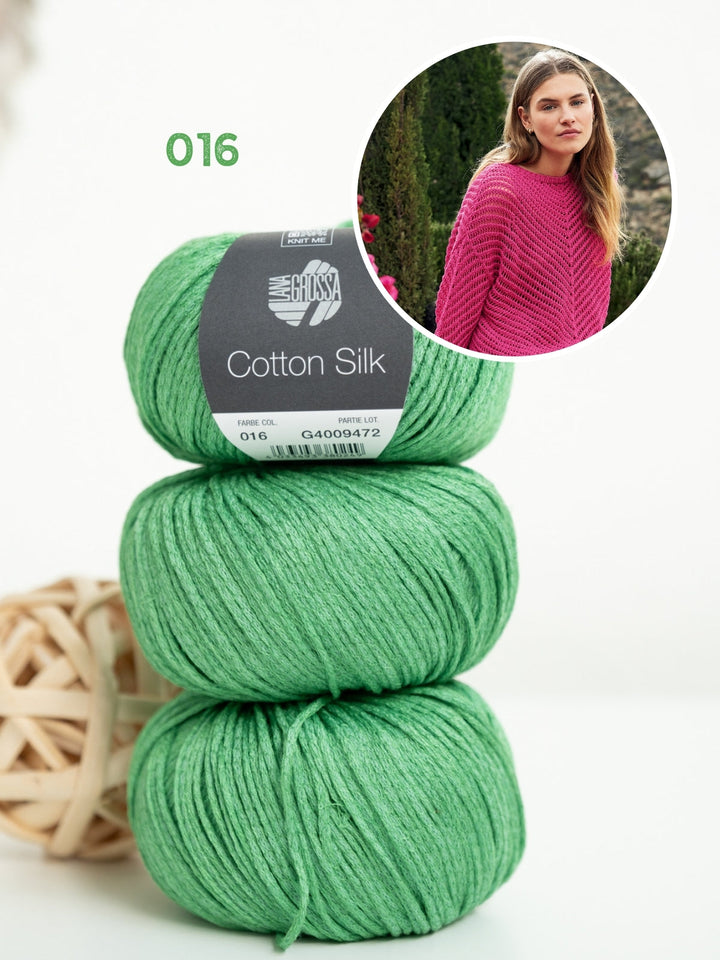 Strickpaket Cotton Silk Pullover mit Fischgrätmuster
