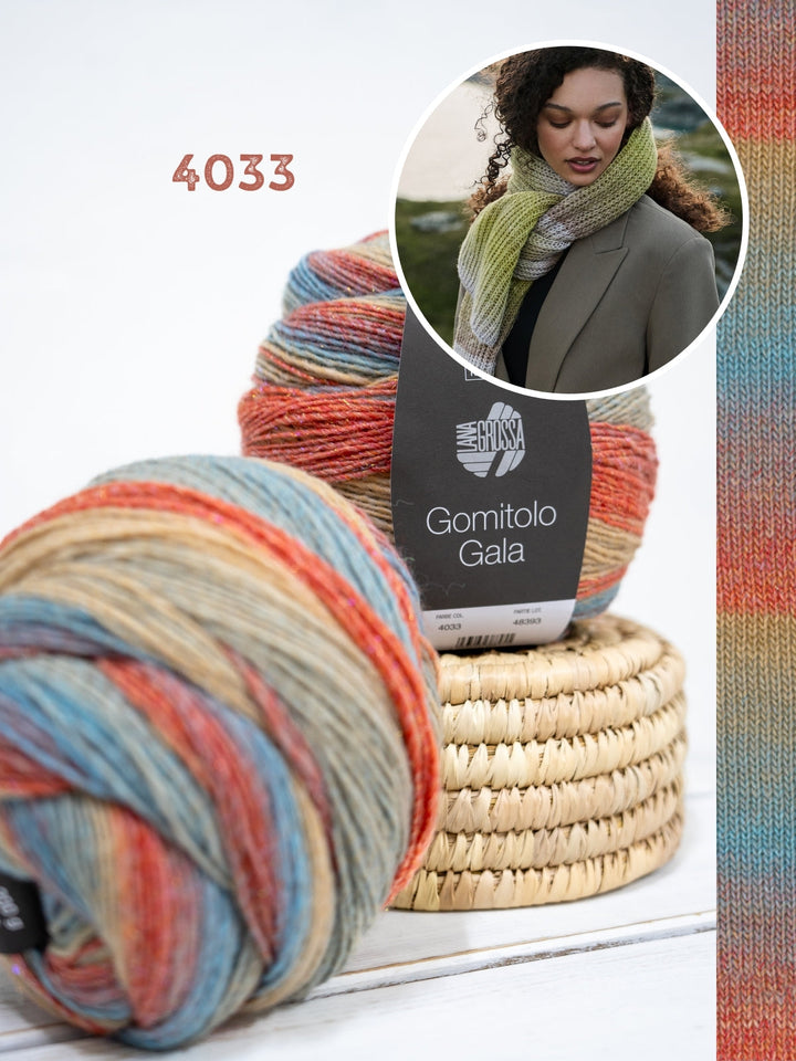 Strickpaket Gomitolo Gala Schal im Patentmuster