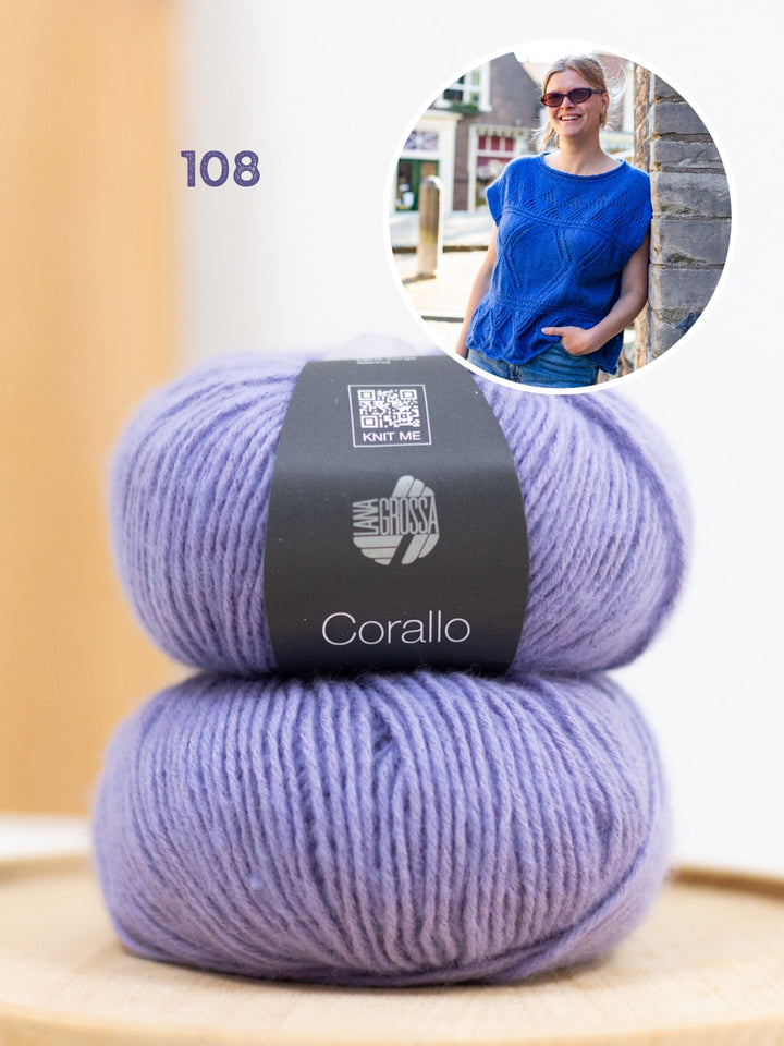 Strickpaket Meadow Ajour Top - Corallo Uni