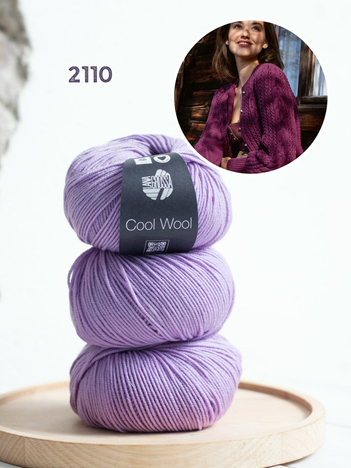 Strickpaket Cool Wool Jacke im Zopf-lochmuster