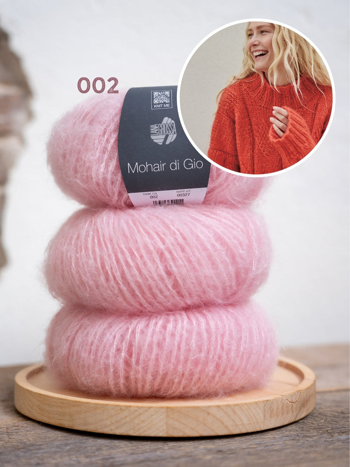Strickpaket Mohair Di Gio Oversized Pullover mit Zöpfen – top-down