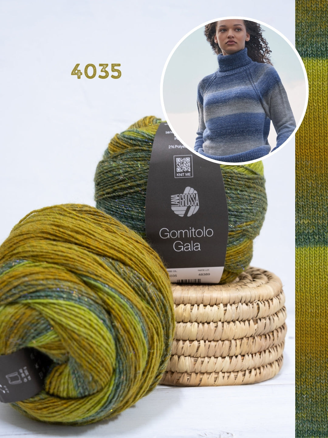 Strickpaket Gomitolo Gala Top-down Raglanpullover mit Rollkragen